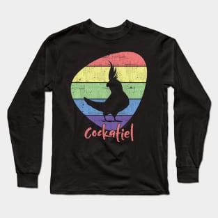 Funny cute cockatiel parrot stencil design for bird lovers design Long Sleeve T-Shirt